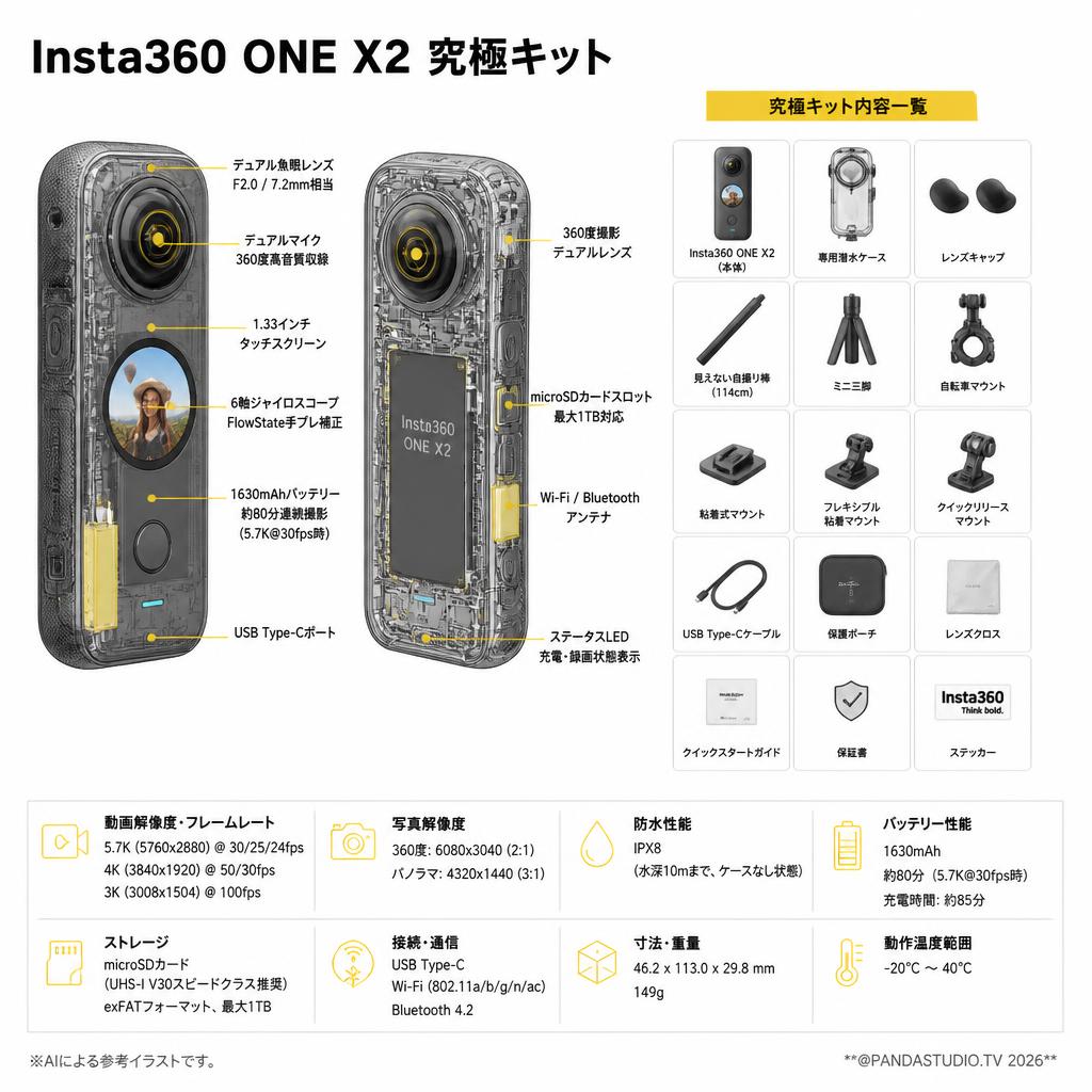 Insta360 ONE X2 究極キット スペック