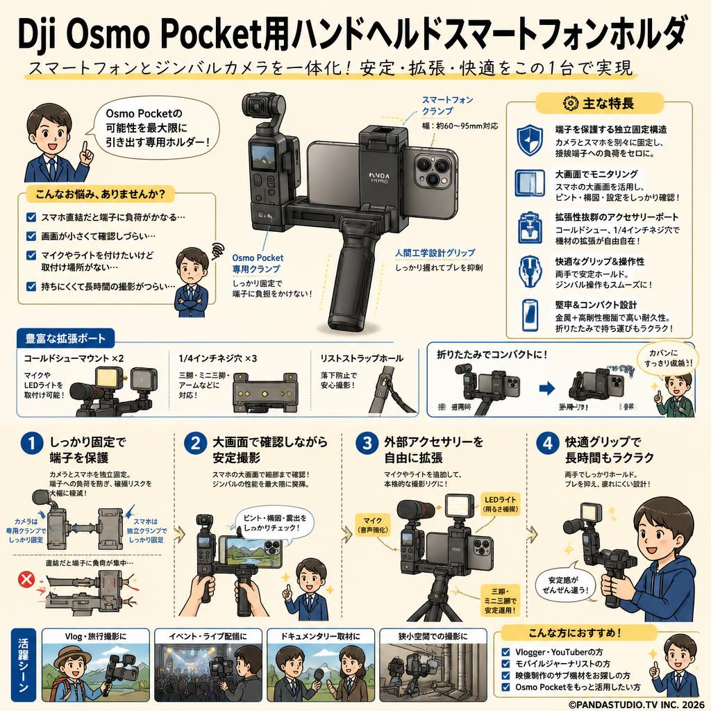 Dji Osmo Pocket用ハンドヘルドスマートフォンホルダ 概要