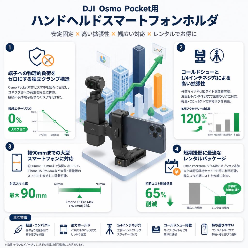 Dji Osmo Pocket用ハンドヘルドスマートフォンホルダ セールスポイント