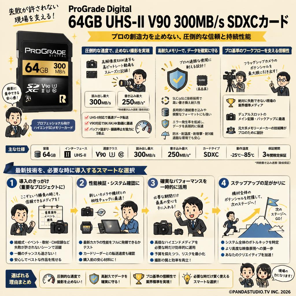 ProGrade Digital 64GB  UHS-II V90 300MB/s SDXCカード 概要