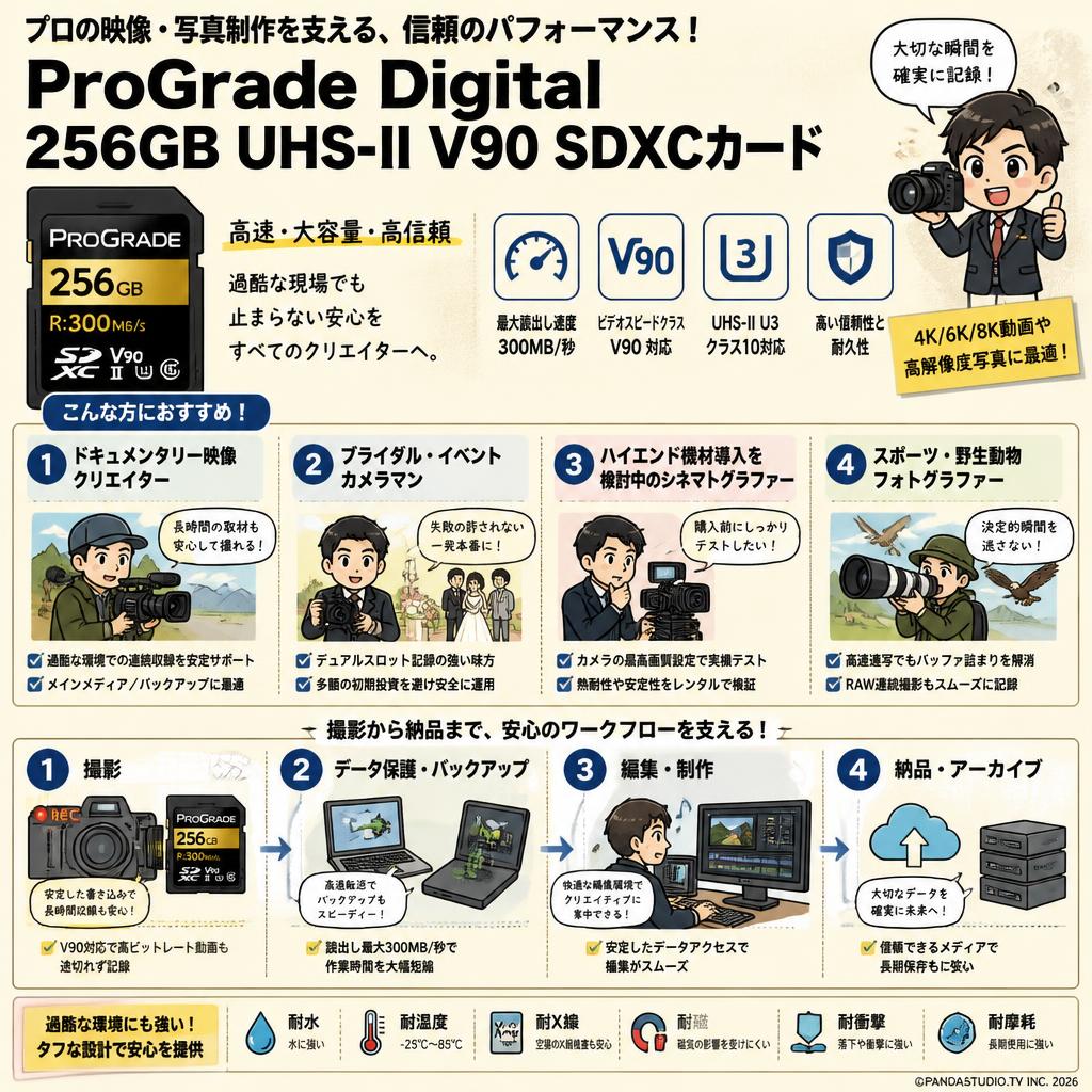 ProGrade Digital 256GB UHS-II V90 300MB/s SDXCカード おもな対象のお客様