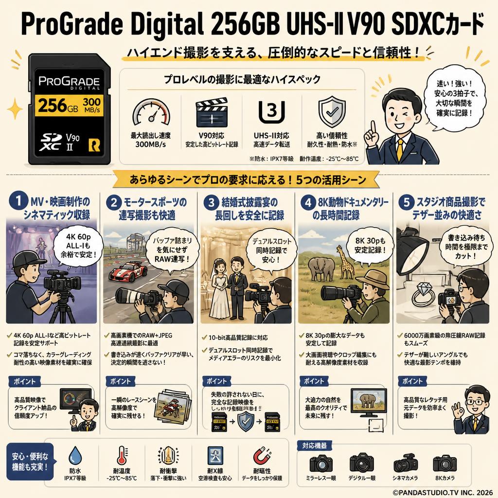 ProGrade Digital 256GB UHS-II V90 300MB/s SDXCカード 用途
