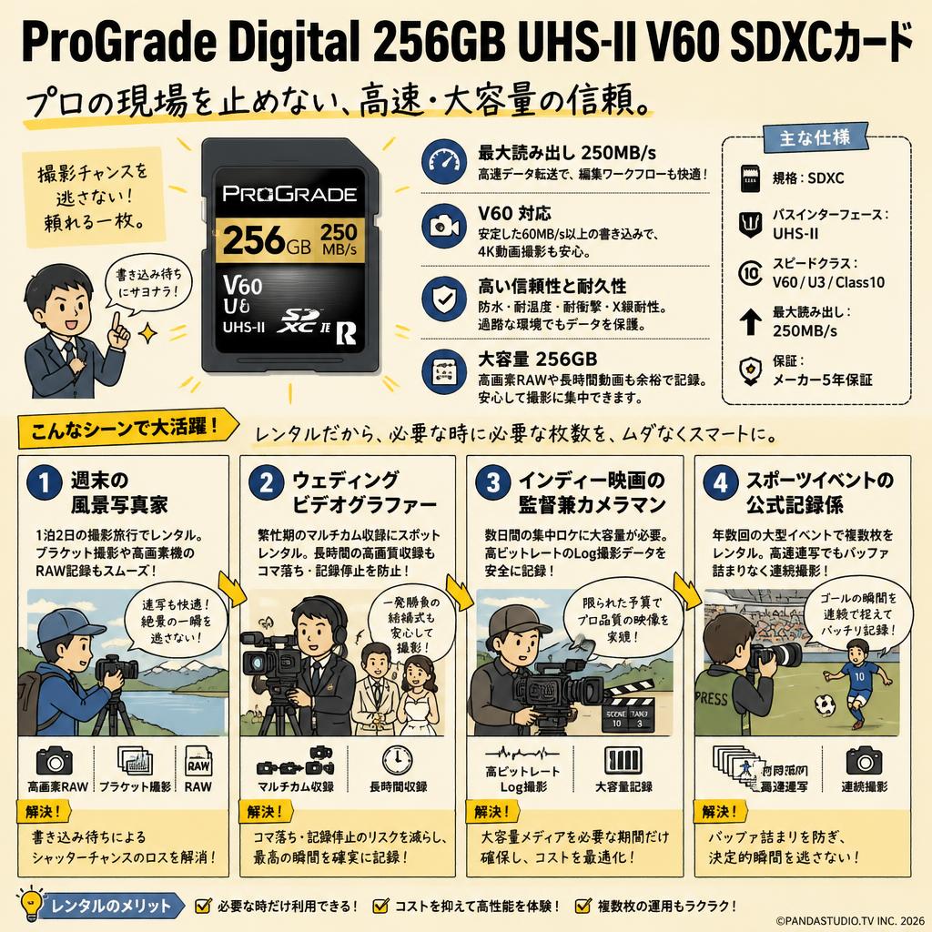 ProGrade Digital 256GB UHS-II V60 250MB/s SDXCカード おもな対象のお客様