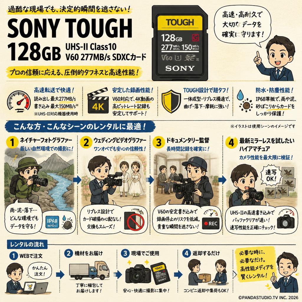SONY TOUGH 128GB UHS-II Class10 V60 277MB/s SDXCカード おもな対象のお客様