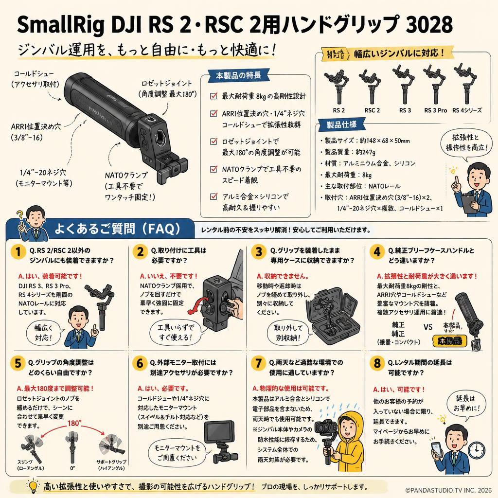 SmallRig DJI RS 2・RSC 2用ハンドグリップ 3028 FAQ（よくある質問と答え）