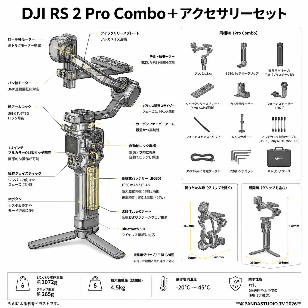 DJI RS 2 Pro Combo＋アクセサリーセット スペック
