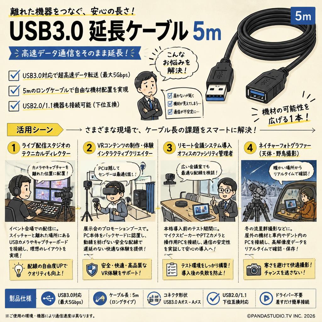 USB3.0 延長ケーブル 5m おもな対象のお客様