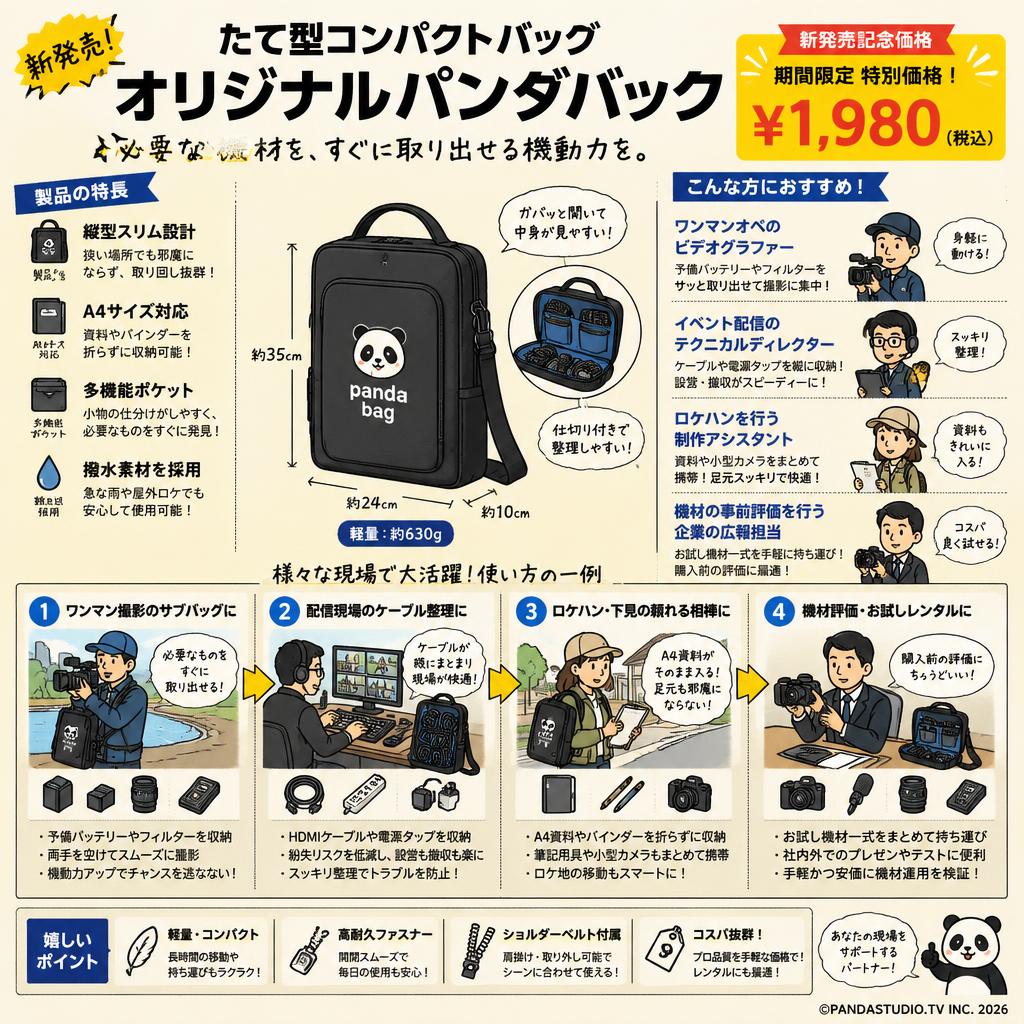たて型コンパクトバッグ・オリジナルパンダバック【新発売記念価格】 おもな対象のお客様