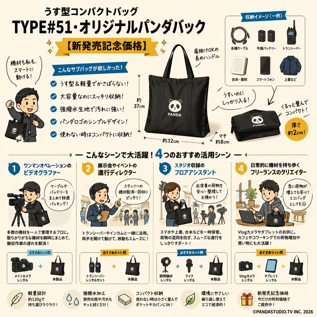 うす型コンパクトバッグ TYPE#51・オリジナルパンダバック【新発売記念価格】 おもな対象のお客様