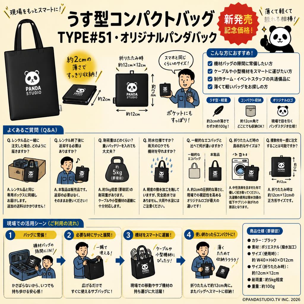 うす型コンパクトバッグ TYPE#51・オリジナルパンダバック【新発売記念価格】 FAQ（よくある質問と答え）