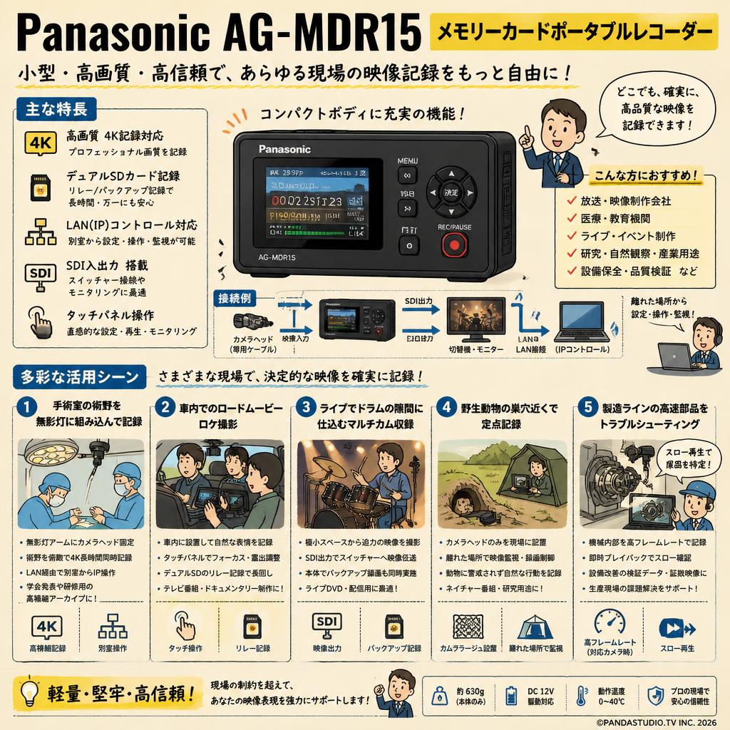 Panasonic AG-MDR15 メモリーカードポータブルレコーダー 用途
