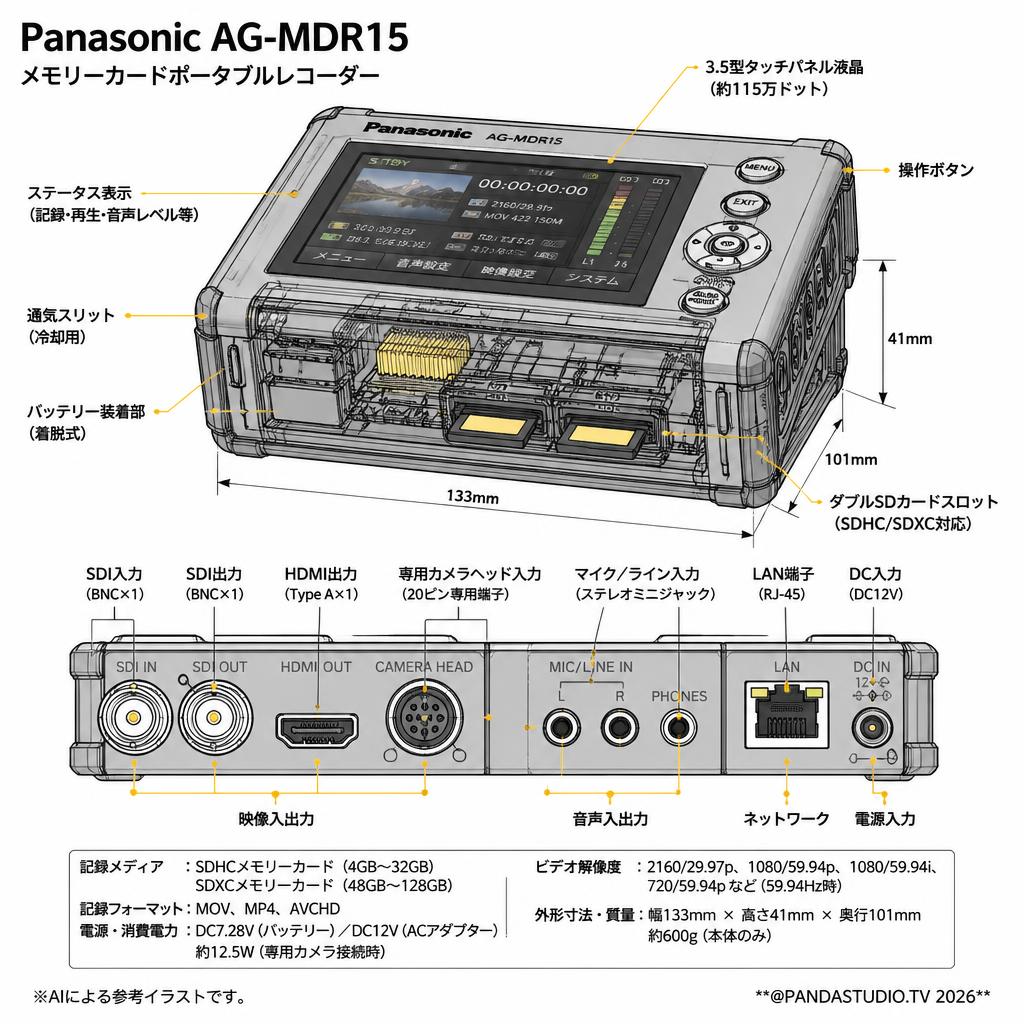 Panasonic AG-MDR15 メモリーカードポータブルレコーダー スペック