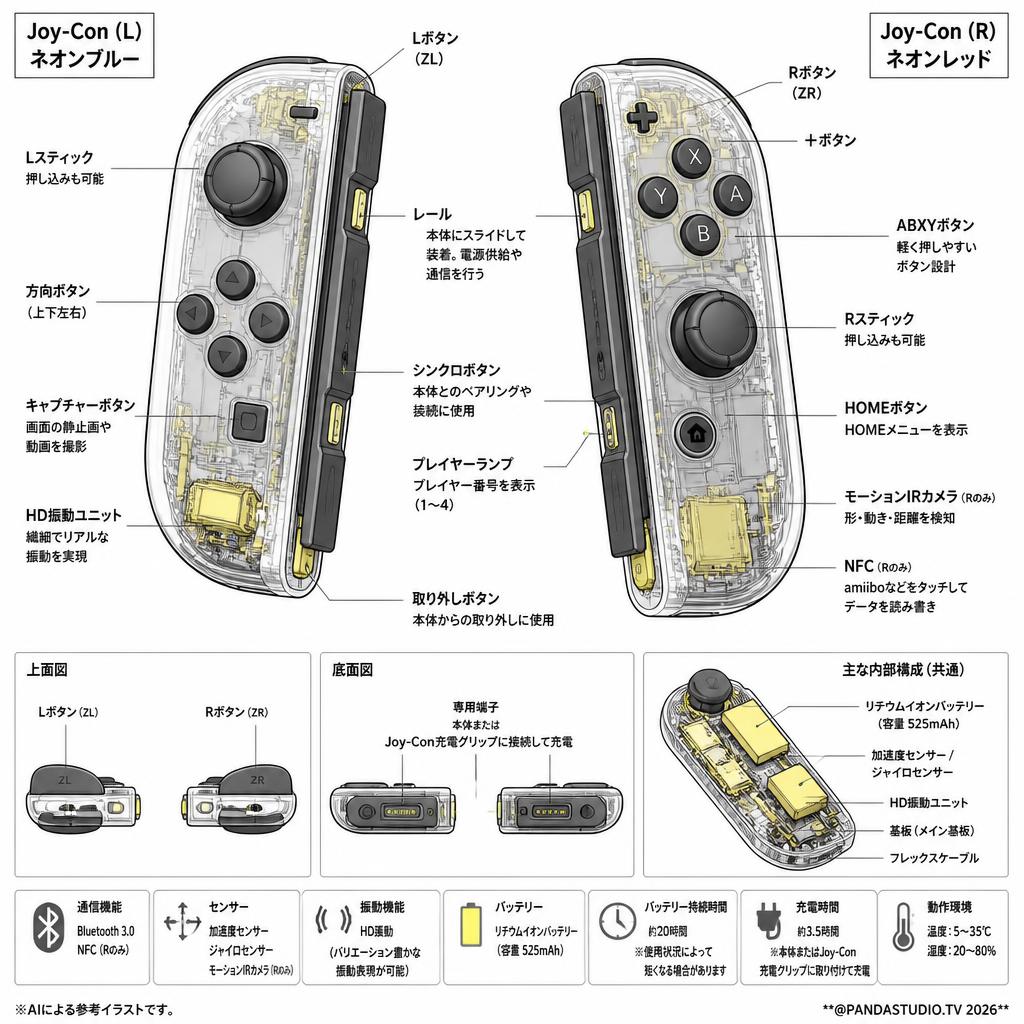Nintendo Switch専用 Joy-Con(L)ネオンブルー/(R)ネオンレッド [コントローラー] スペック