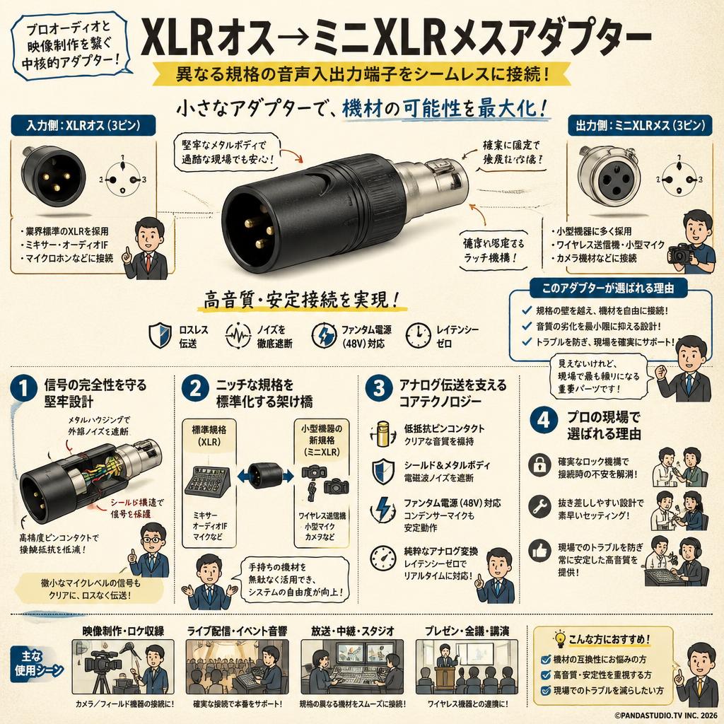 XLRオス→ミニXLRメスアダプター 概要