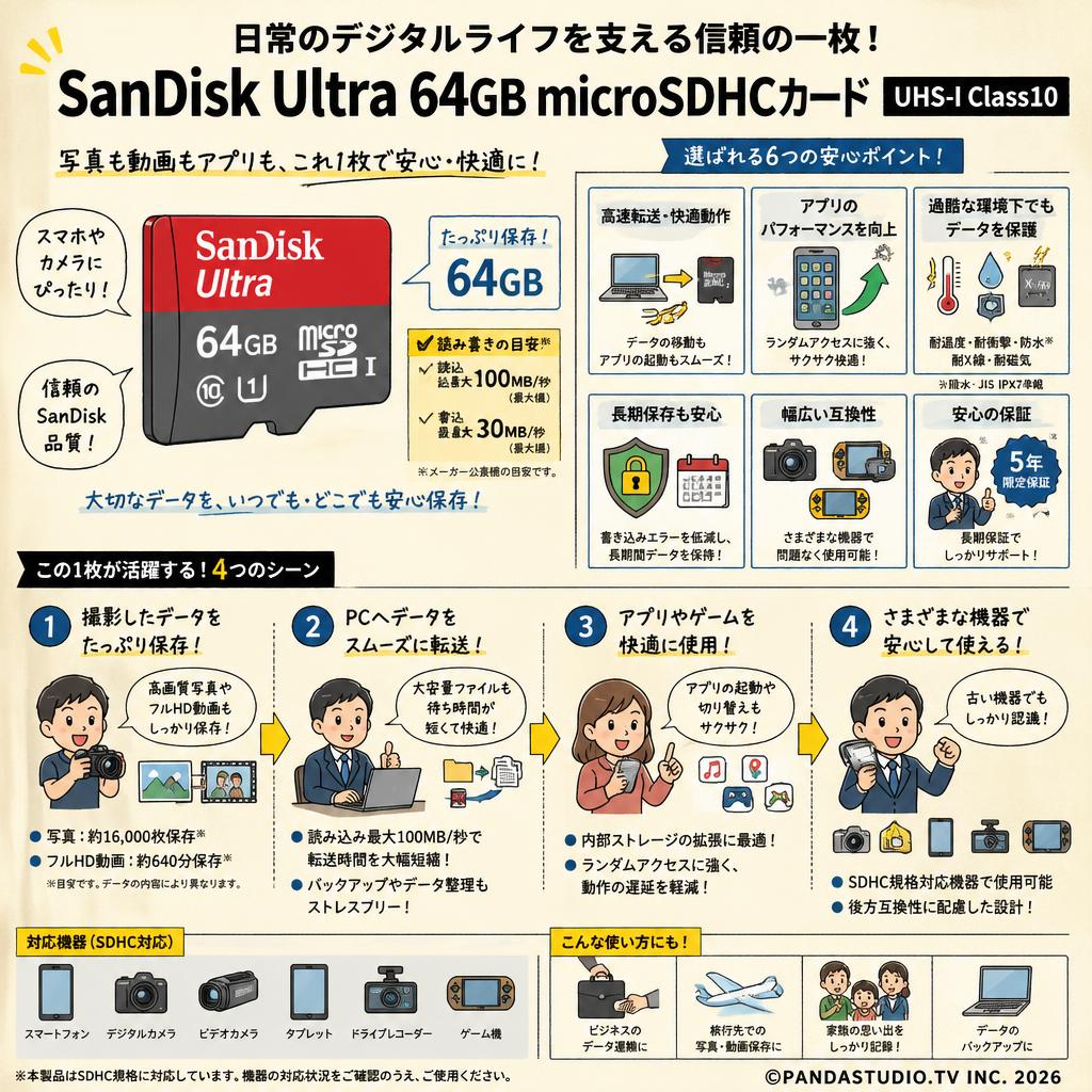 SanDisk Ultra  64GB microSDHCカード UHS-I Class10 概要
