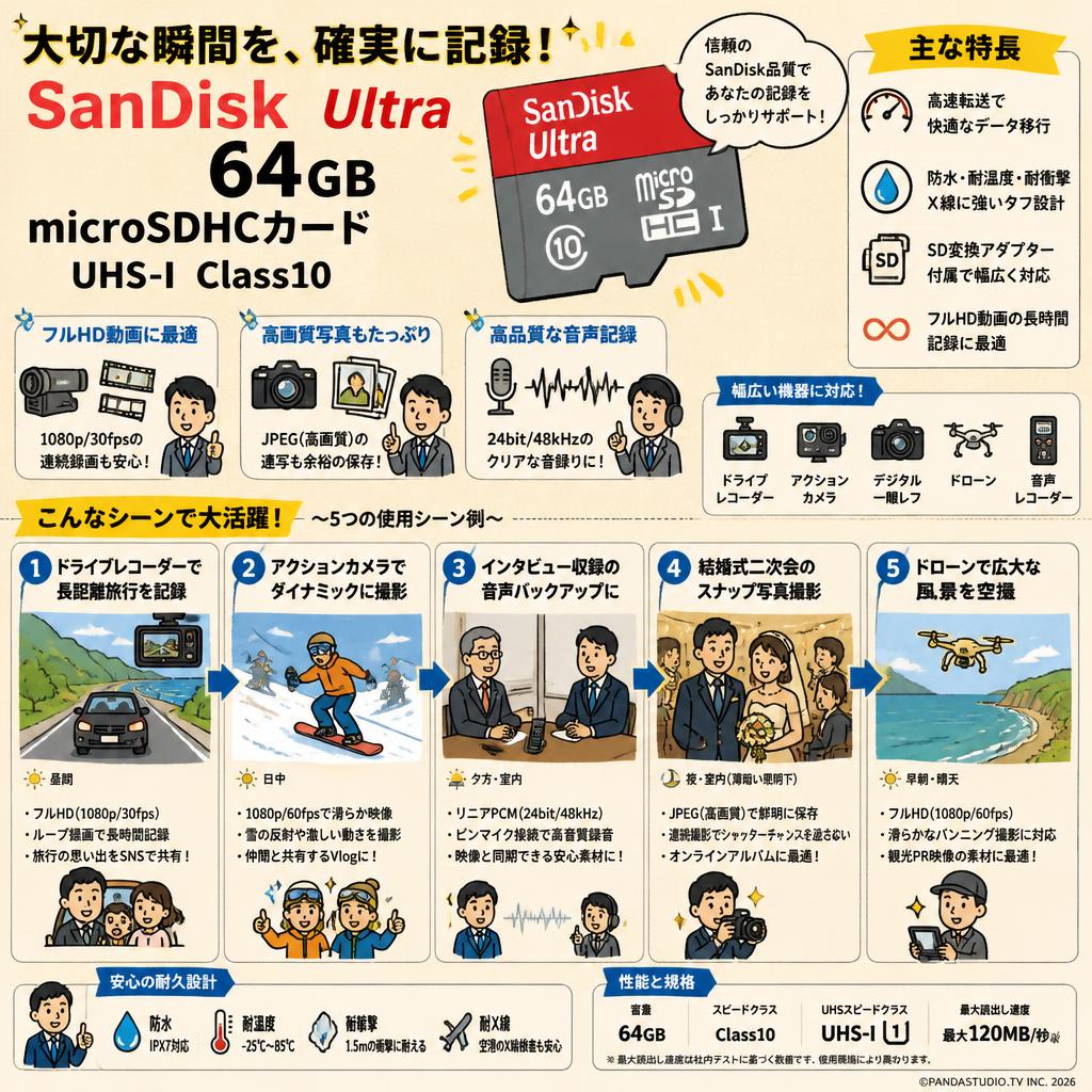 SanDisk Ultra  64GB microSDHCカード UHS-I Class10 用途