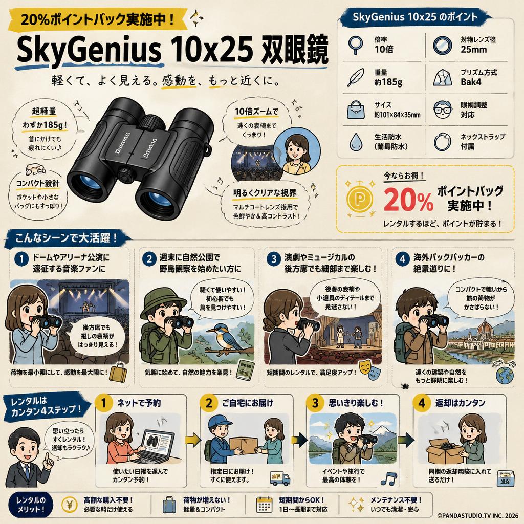 【20%ポイントバック実施中】SkyGenius 10x25 双眼鏡 おもな対象のお客様