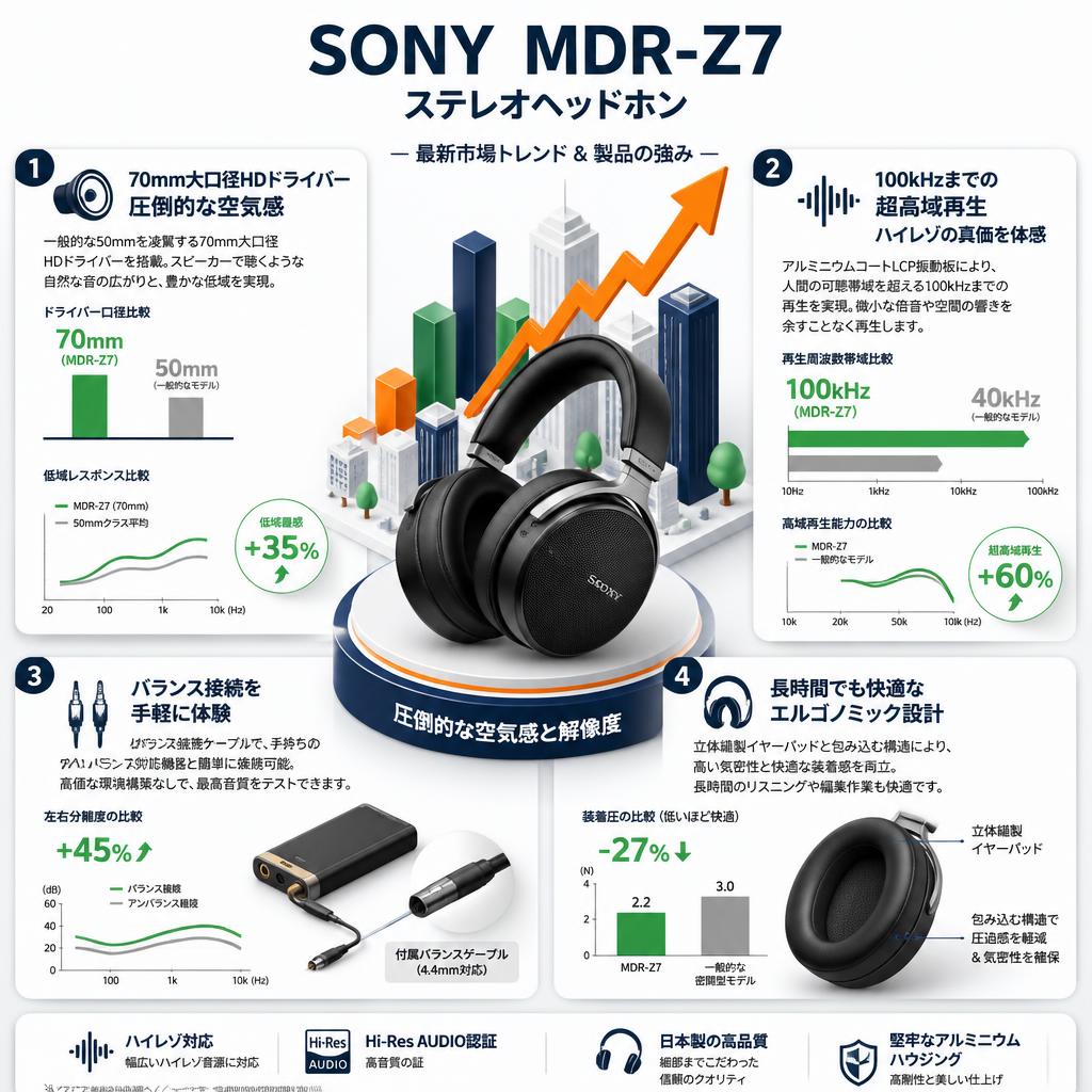 SONY  MDR-Z7 ステレオヘッドホン セールスポイント