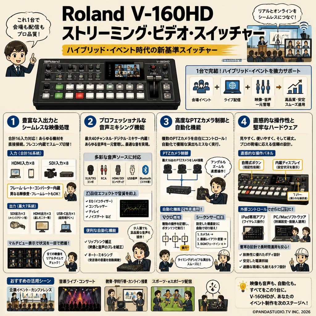 Roland V-160HD STREAMING VIDEO SWITCHER 概要