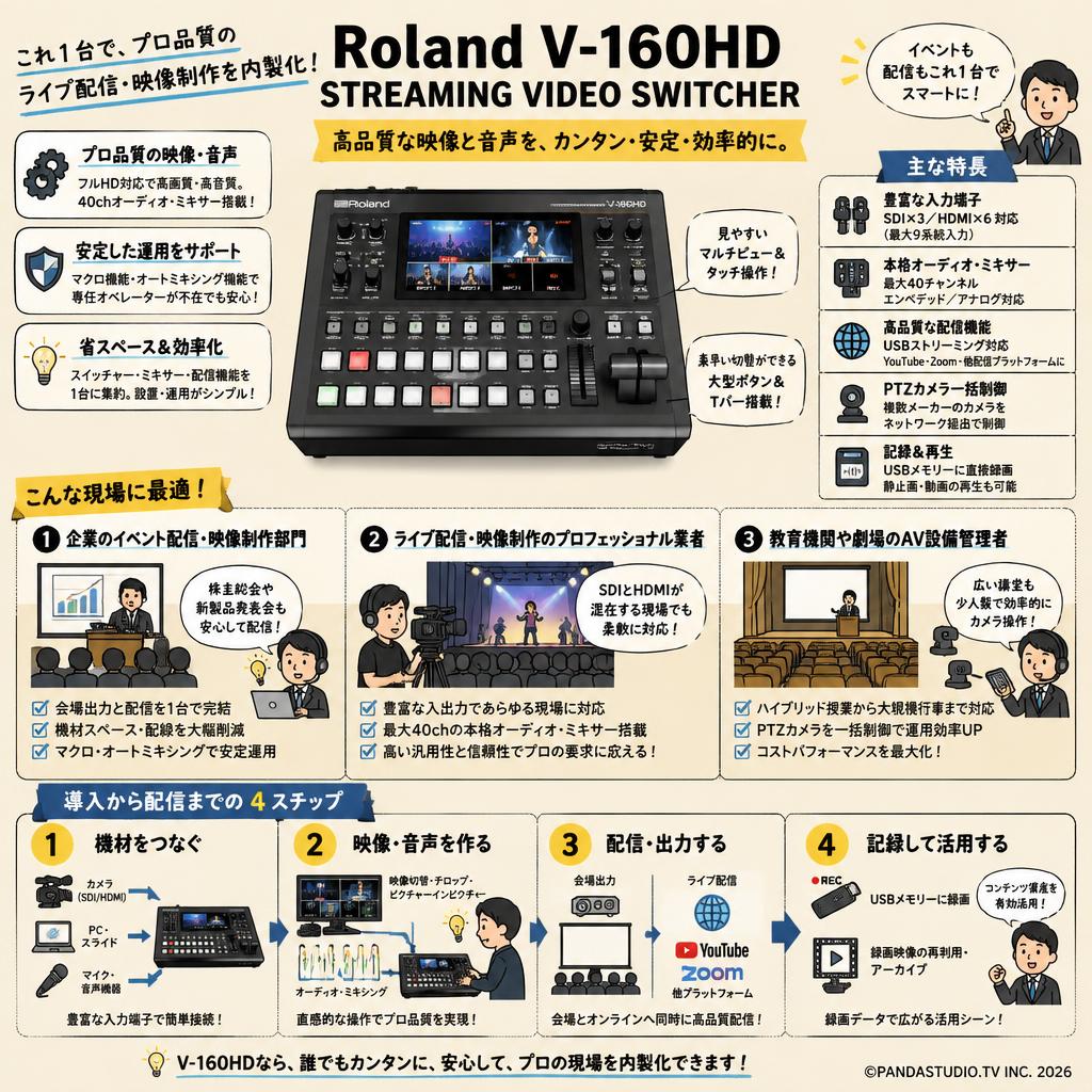 Roland V-160HD STREAMING VIDEO SWITCHER おもな対象のお客様