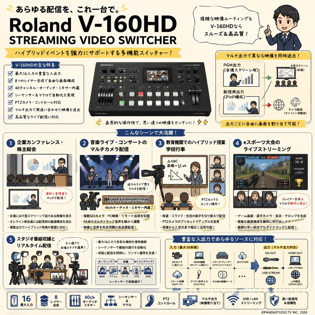 Roland V-160HD STREAMING VIDEO SWITCHER 用途