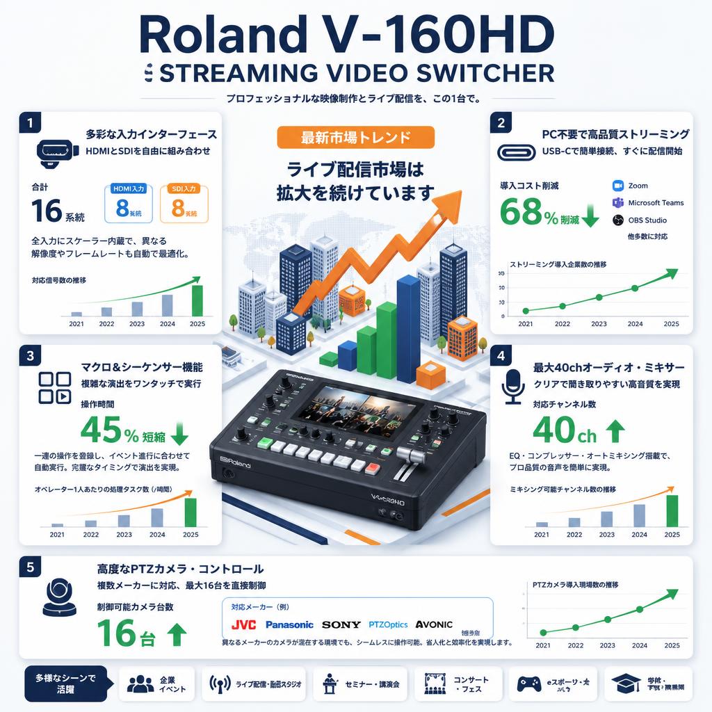 Roland V-160HD STREAMING VIDEO SWITCHER セールスポイント