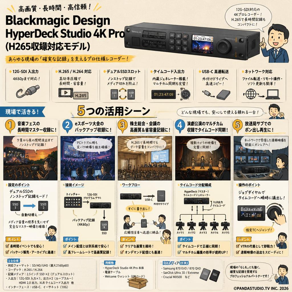 Blackmagic Design HyperDeck Studio 4K Pro (H265収録対応モデル) 用途