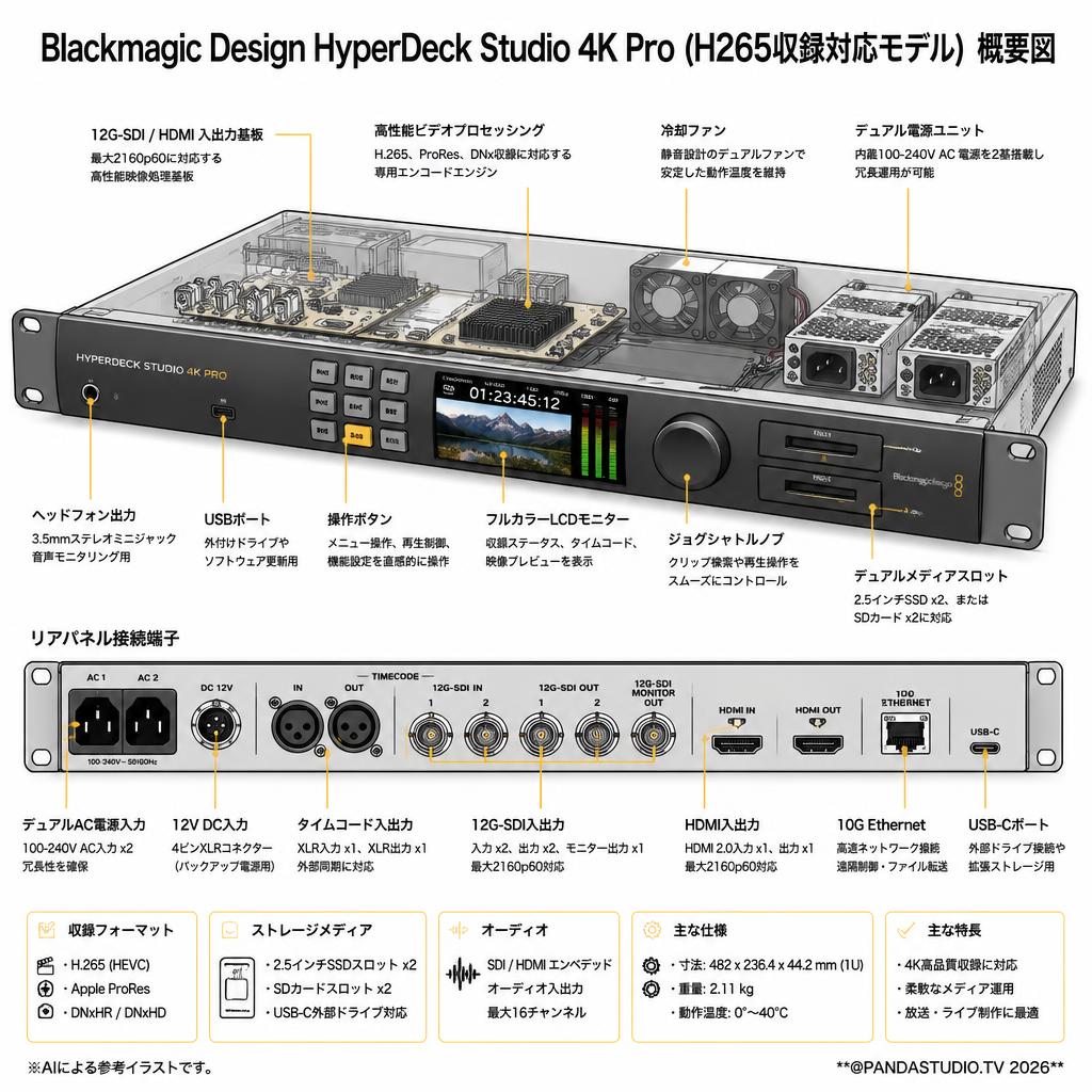 Blackmagic Design HyperDeck Studio 4K Pro (H265収録対応モデル) スペック