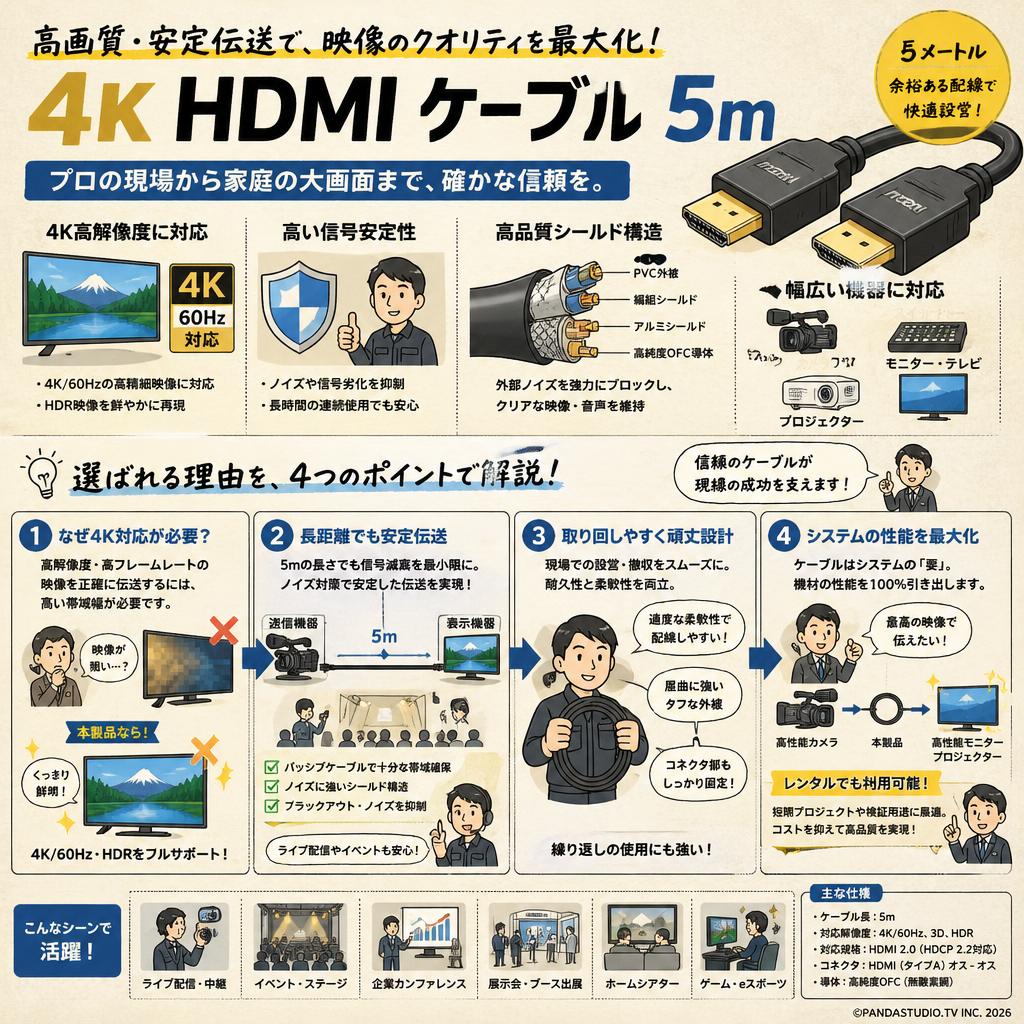 4k HDMI ケーブル 5m 概要