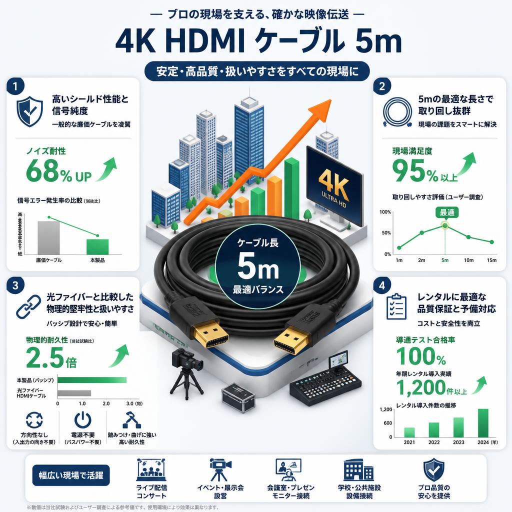 4k HDMI ケーブル 5m セールスポイント