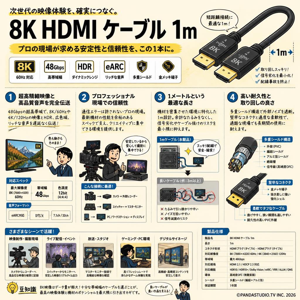 8K HDMI ケーブル 1m 概要
