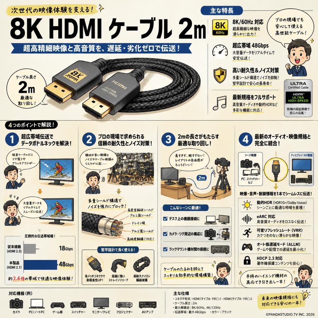 8K HDMI ケーブル 2m 概要