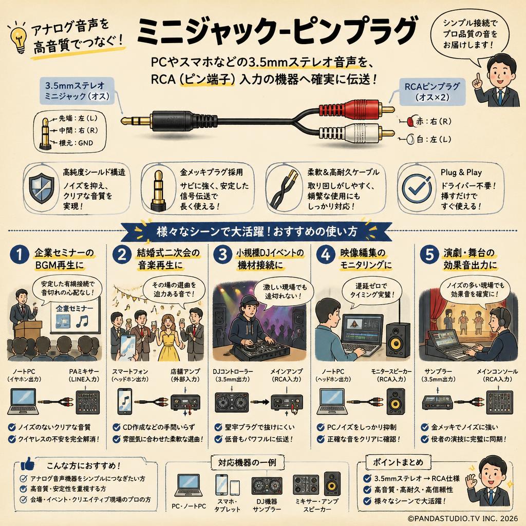 ミニジャック-ピンプラグ 用途