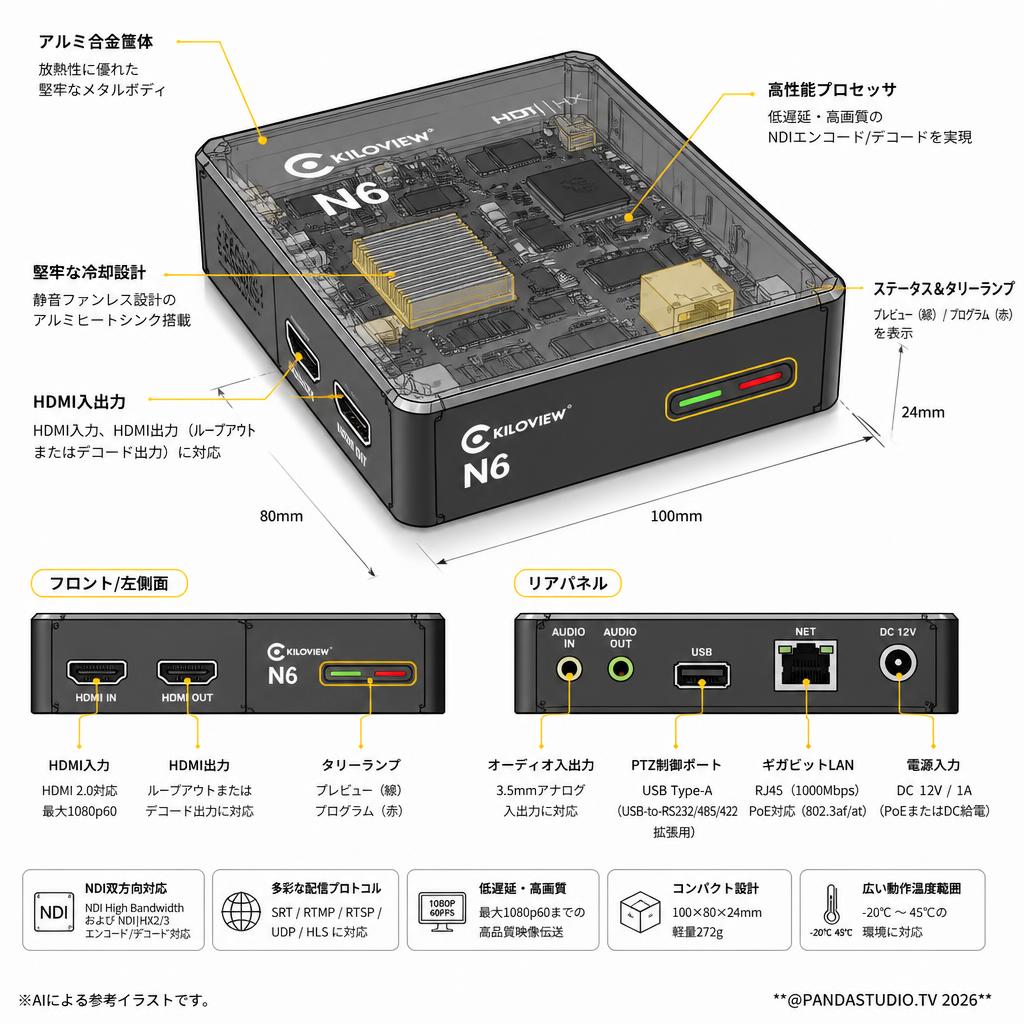 Kiloview N6 HDMI NDI＋NDI | HX 双方向コンバーター スペック