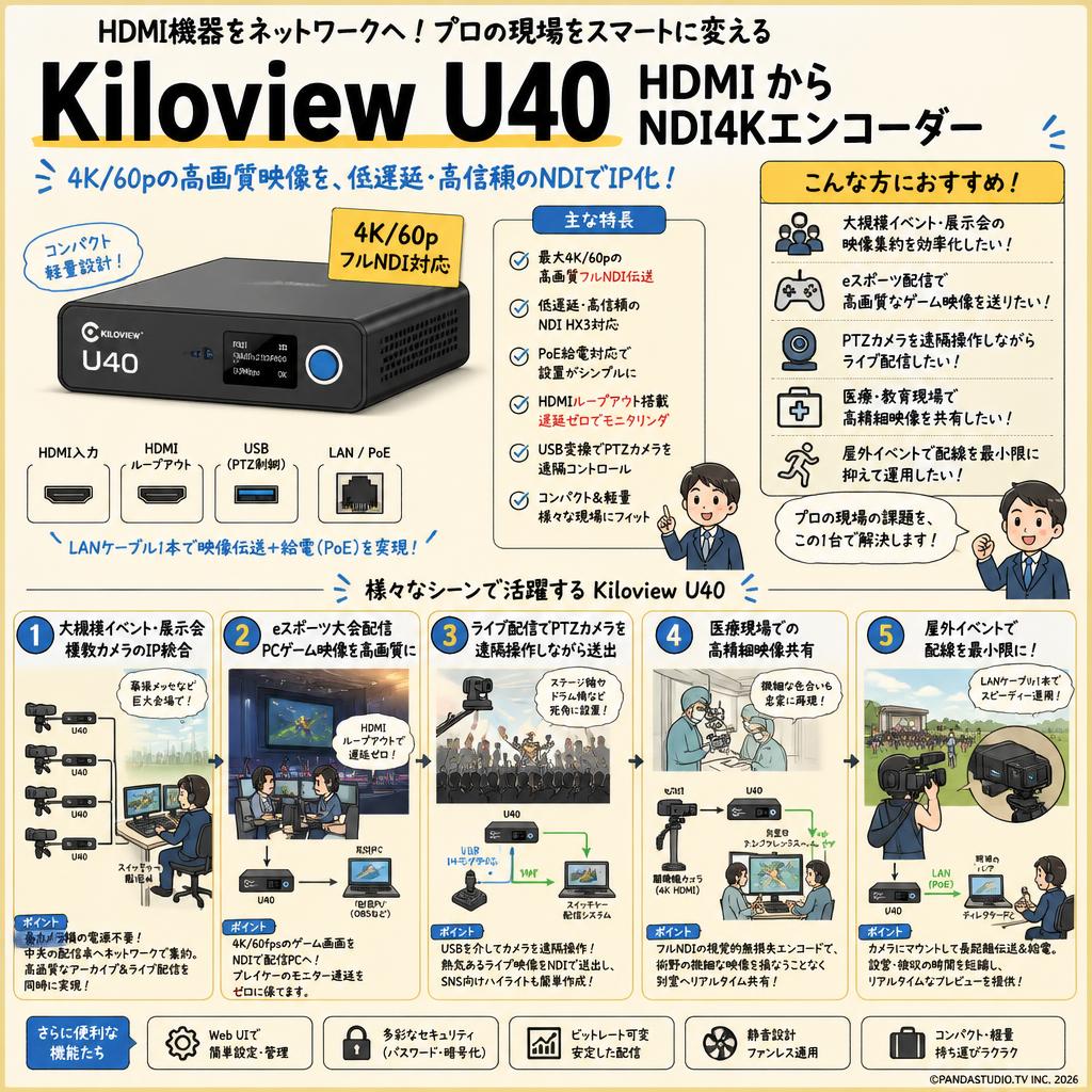Kiloview U40 HDMIからNDI4Kエンコーダー 用途
