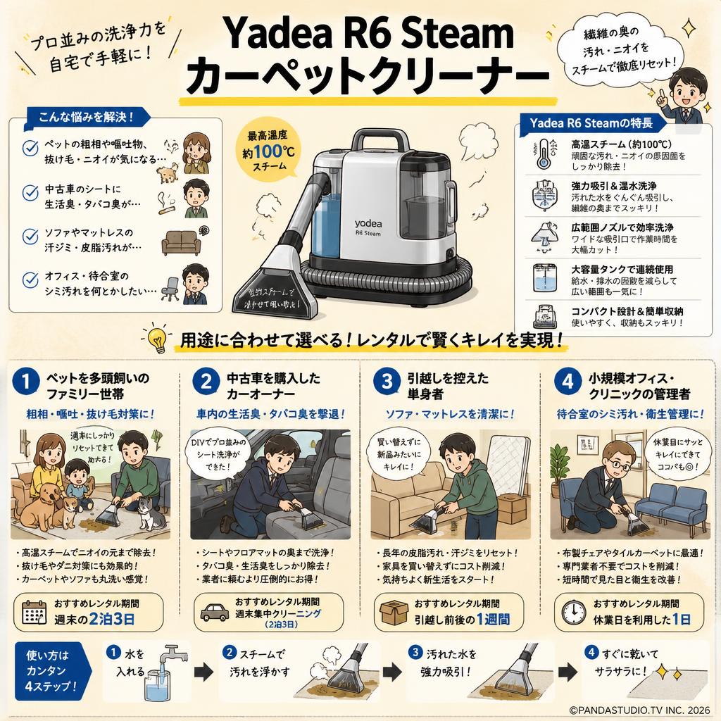 Yadea R6 Steam カーペットクリーナー おもな対象のお客様