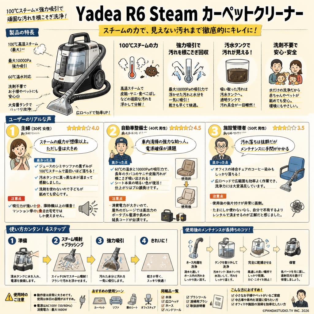 Yadea R6 Steam カーペットクリーナー インターネット上のお客様の声（評判）