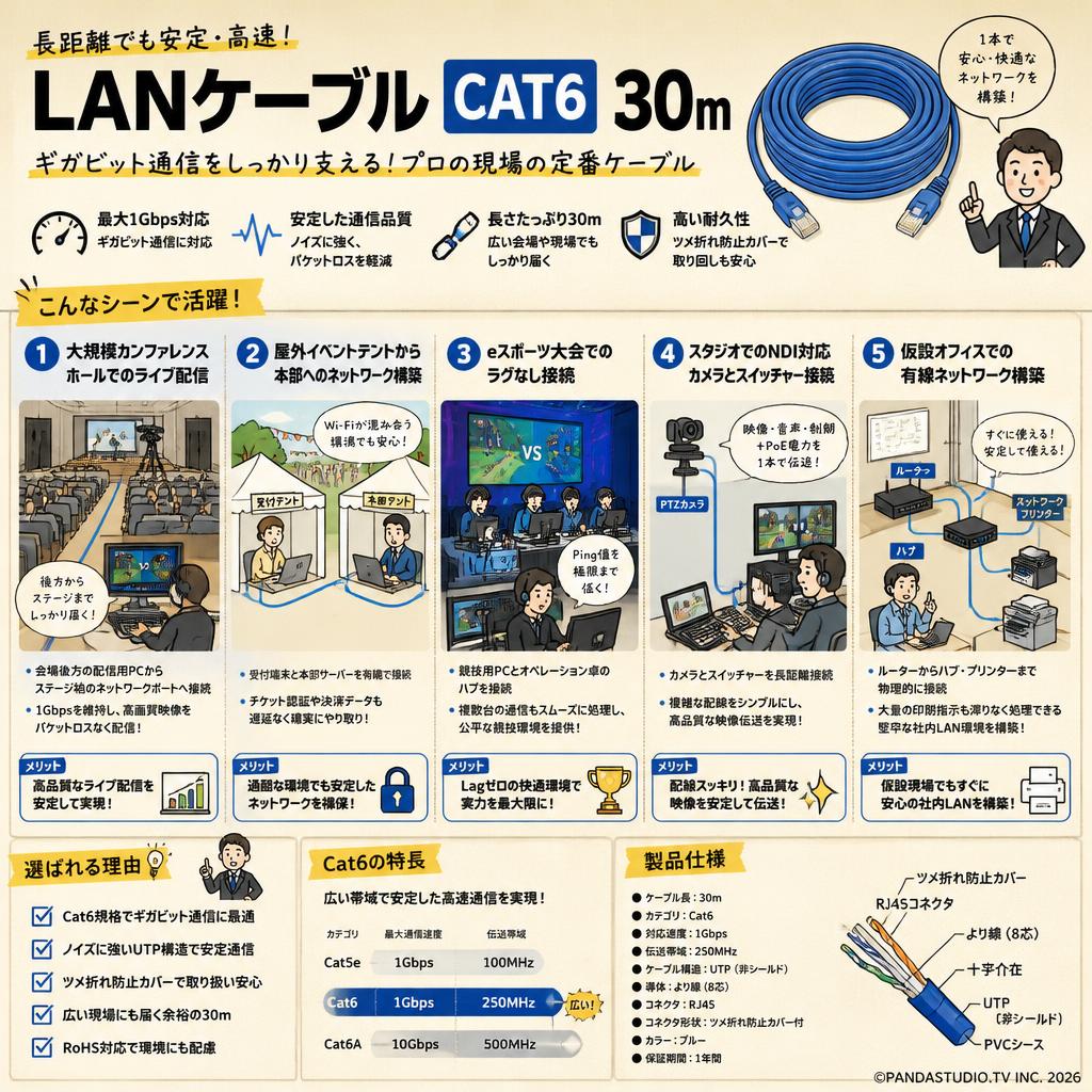 LANケーブル CAT6 30m 用途
