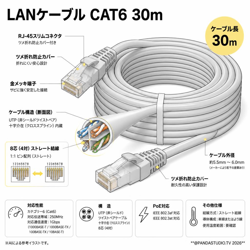 LANケーブル CAT6 30m スペック