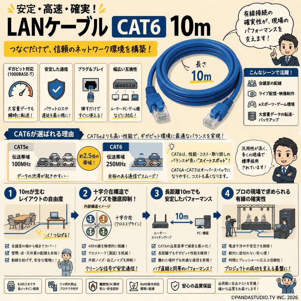 LANケーブル CAT6 10m 概要