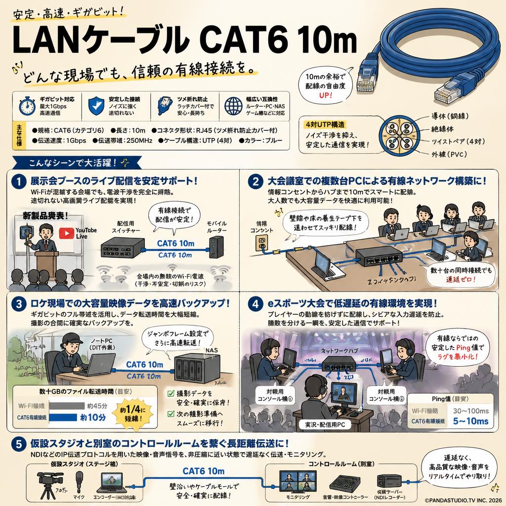 LANケーブル CAT6 10m 用途