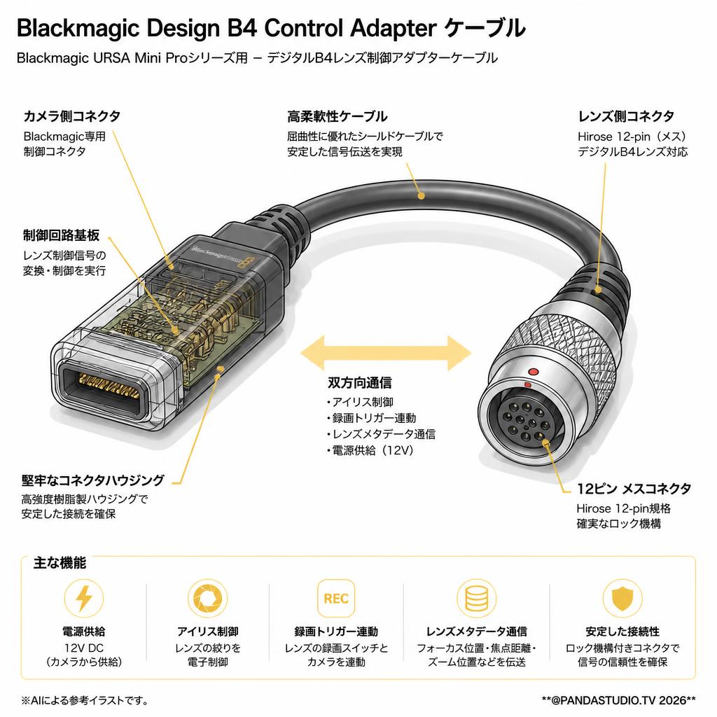 Blackmagic Design B4 Control Adapter ケーブル スペック