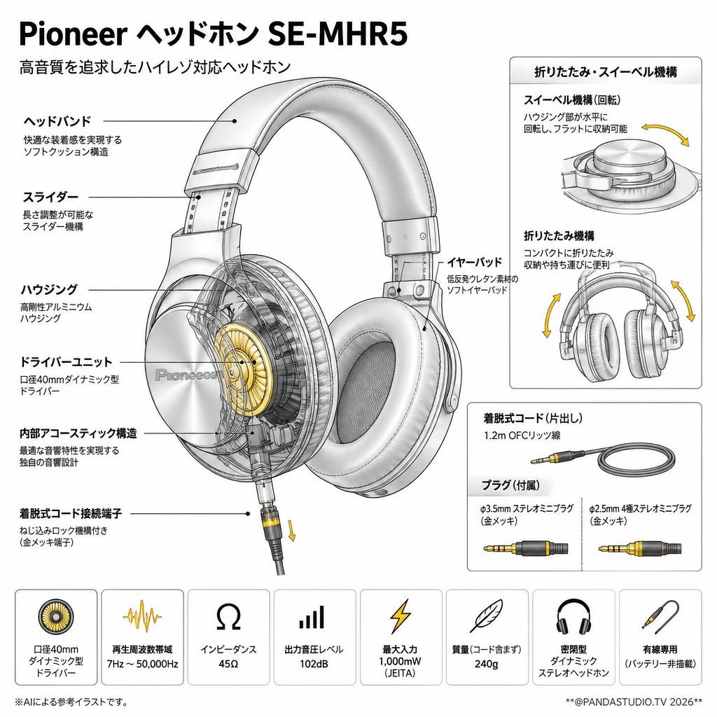 Pioneer ヘッドホンSE-MHR5 スペック