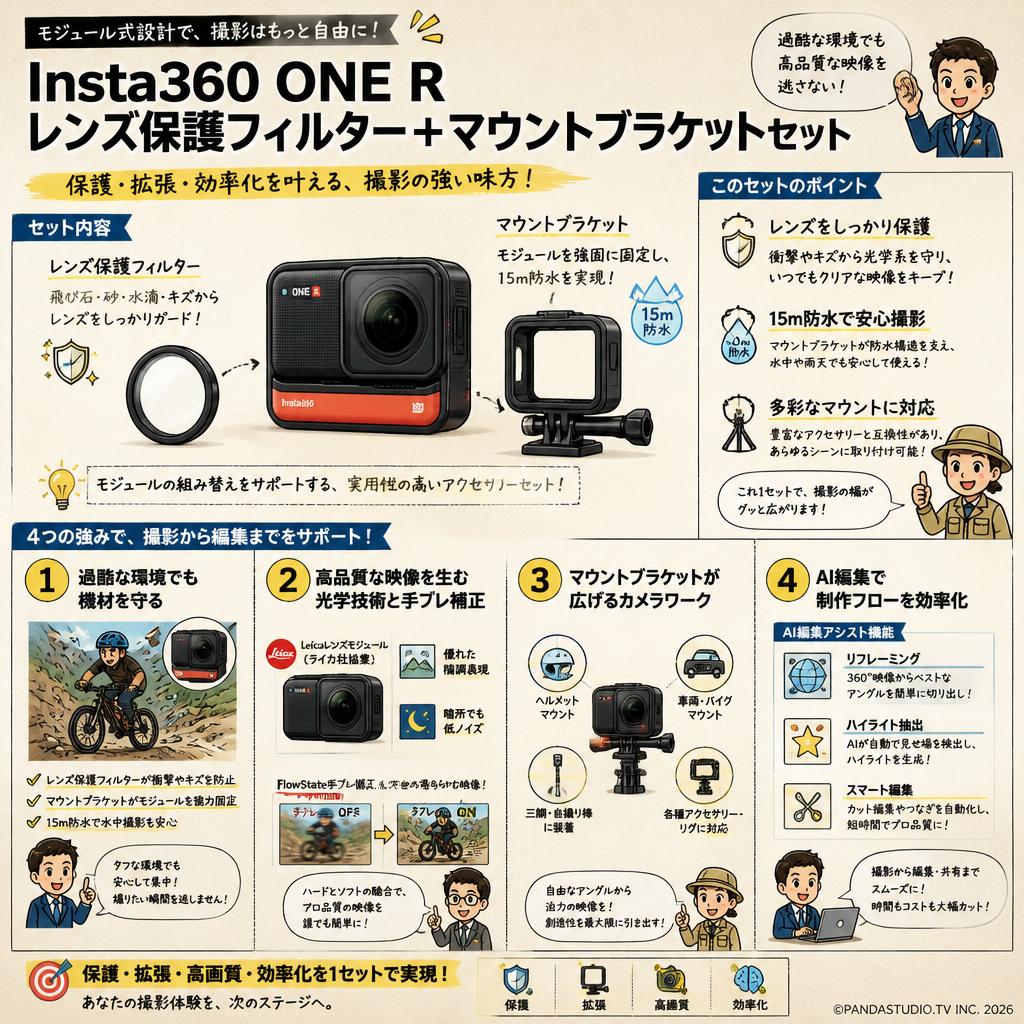 Insta360 ONE R レンズ保護フィルター＋マウントブラケットセット 概要