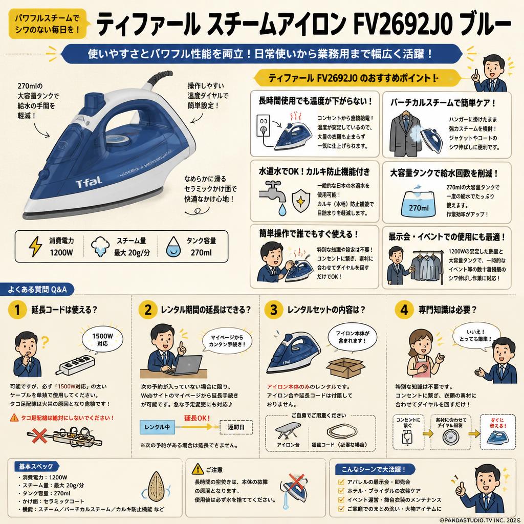 ティファール スチームアイロンFV2692J0 ブルー FAQ（よくある質問と答え）