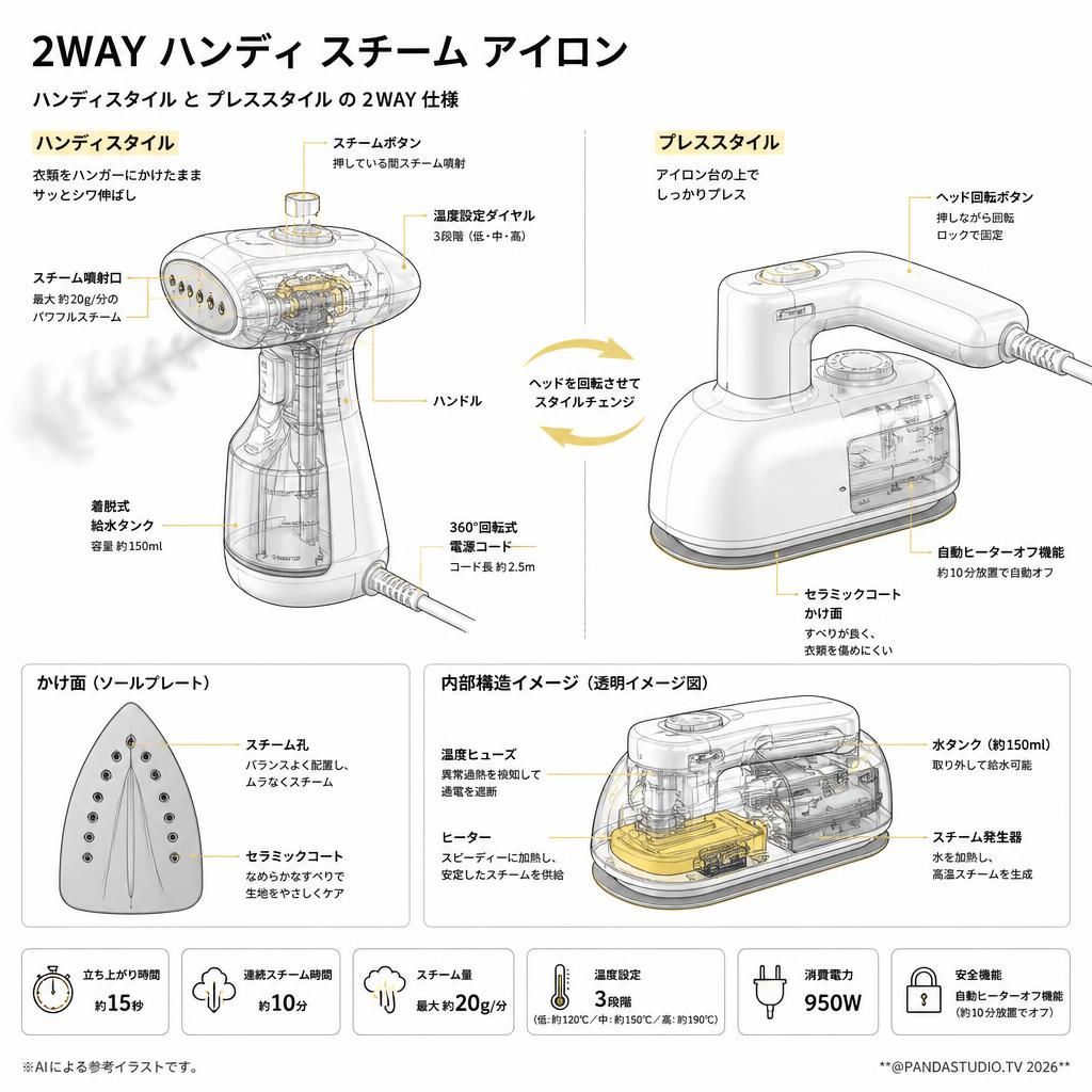2WAY ハンディ スチーム アイロン スペック