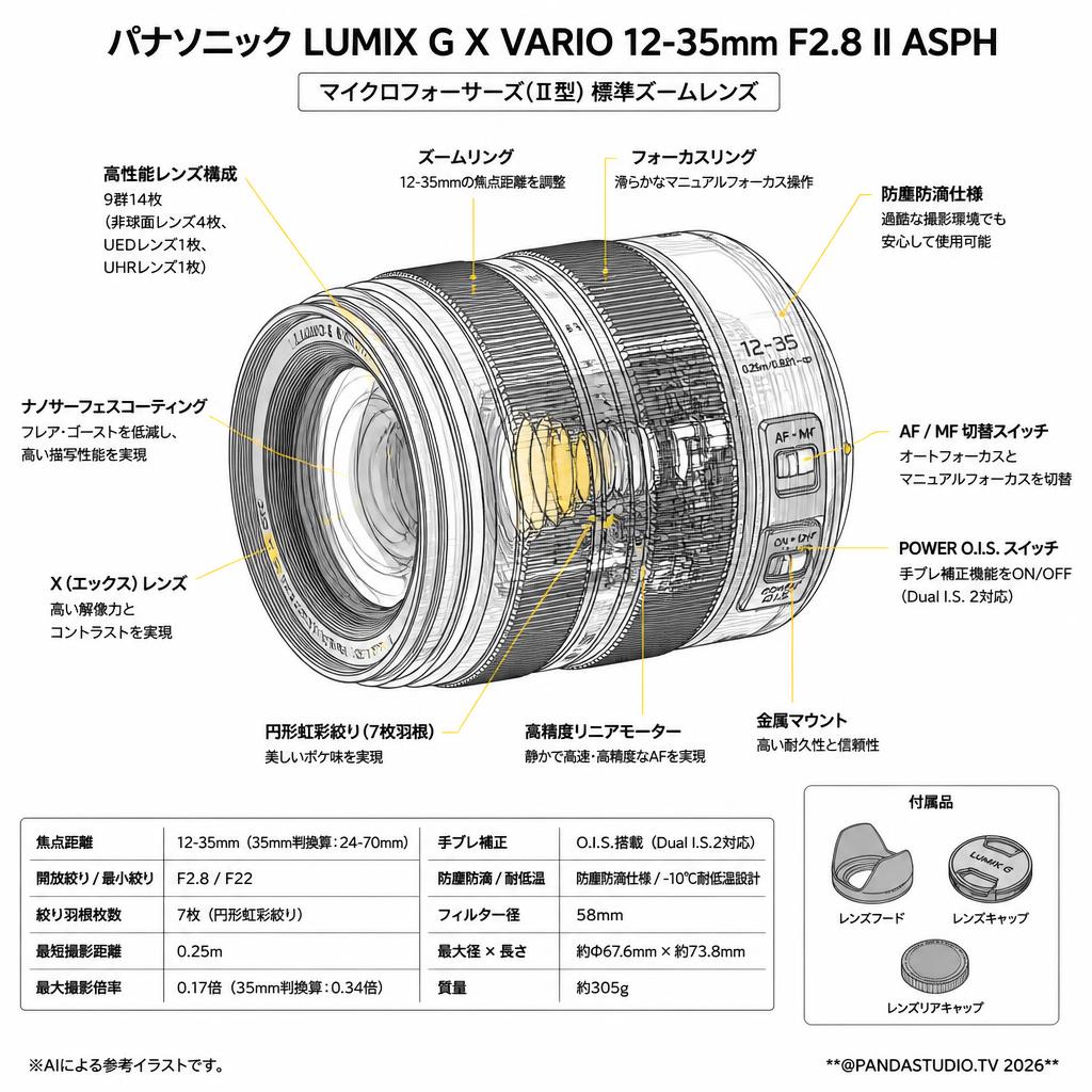 Panasonic LUMIX G X VARIO 12-35mm F2.8 II ASPH マイクロフォーサーズ(Ⅱ型) スペック