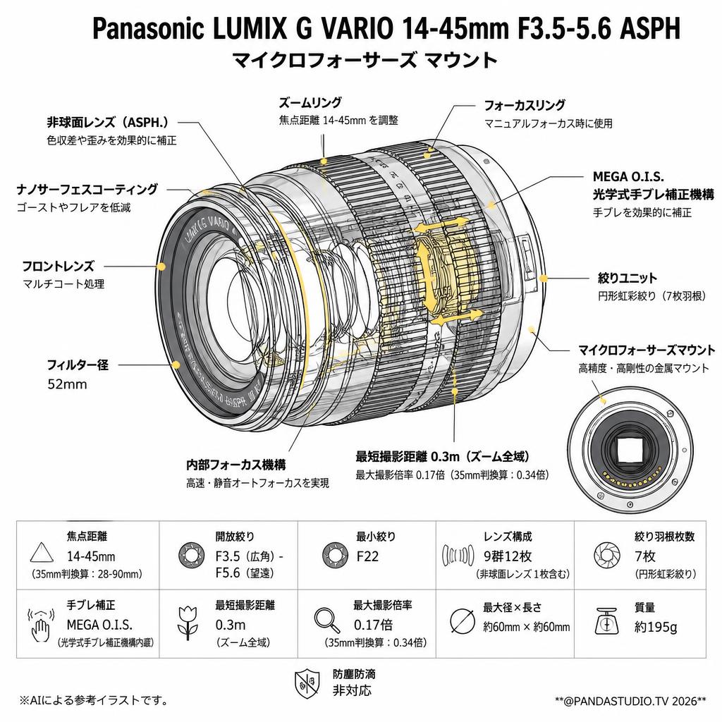 Panasonic LUMIX G VARIO 14-45mm F3.5-5.6 ASPH マイクロフォーサーズ マウント スペック