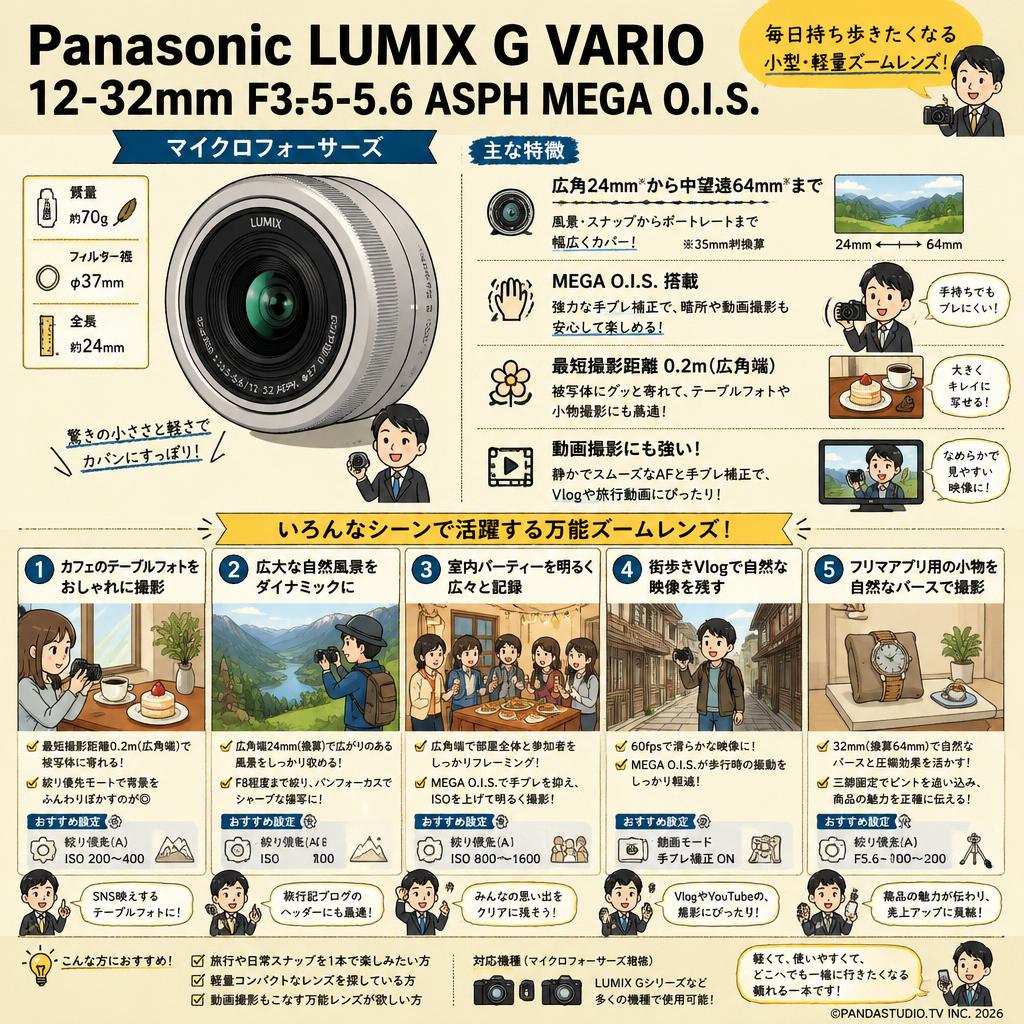 Panasonic LUMIX G VARIO 12-32mm F3.5-5.6 ASPH MEGA O.I.S. マイクロフォーサーズ 用途