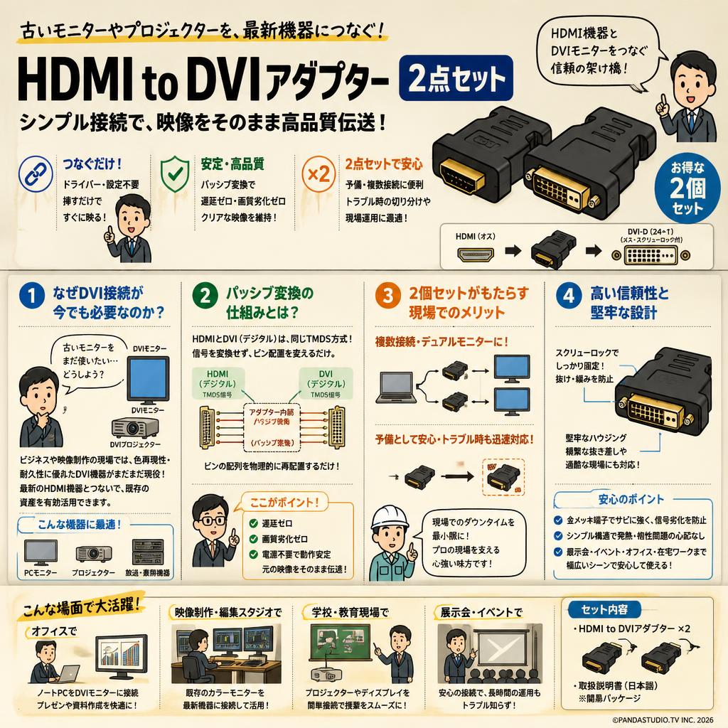 HDMI to DVIアダプター 2点セット 概要